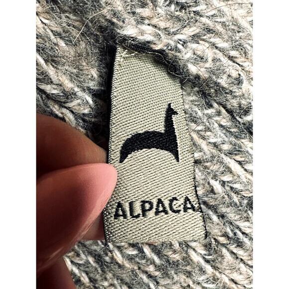 Peruvian Link Alpaca Collection Grey Open Front Cardigan Sweater W. Pockets Sz M - Picture 6 of 6